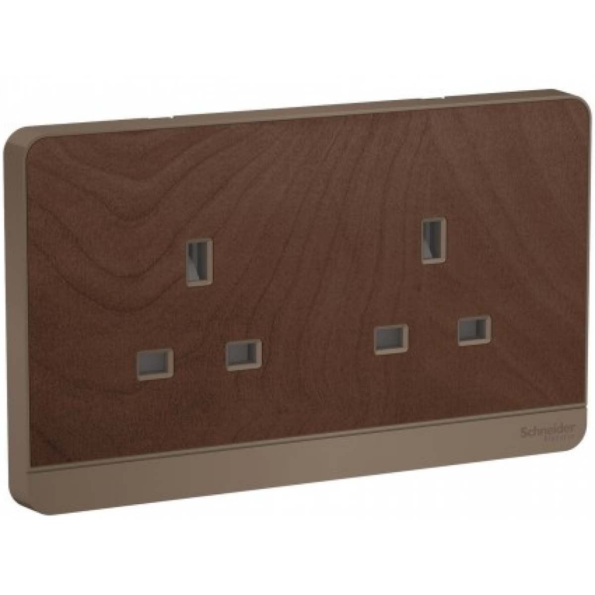 Schneider Electric 施耐德電氣 AvatarOn 13A兩位連保護門插座 (胡桃木)